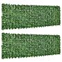 Outsunny 2-piece Artificial Leaf Hedge Screen Privacy Fence Panel For Garden Outdoor Indoor Decor, Dark Green, 3m X 1m