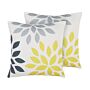 Set Of 2 Outdoor Garden Cushions Multicolour Polyester Floral Pattern Square 45 X 45 Cm Throw Pillows Decoration