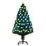 Homcom 4ft Prelit Christmas Tree Artificial W/fibre Optic Decorations Led Light Holiday Home Xmas Decoration-green