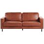 3 Seater Sofa Gold Brown Faux Leather Retro Living Room Accent Chair Black Legs Track Arm