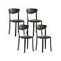 Set Of 4 Garden Chairs Black Polypropylene Lightweight Weather Resistant Plastic