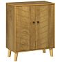 Homcom Vintage Storage Cabinet With Double Chevron Doors And Pine Wood Legs, Side Cabinet, Natural Wood Effect