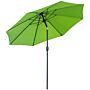 Outsunny 2.7m Patio Parasol Sun Umbrella, Tilt Shade Shelter Canopy With Crank 8 Ribs Aluminium Frame, Light Green