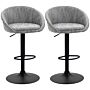 Homcom Modern Adjustable Bar Stools Set Of 2, Swivel Pu Leather Breakfast Barstools With Footrest Armrests Back, For Kitchen Counter Light Grey