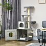 Pawhut Enclosed Cat Litter Box With Cat House, Cat Bed, Scratching Posts, Platforms For Indoor Cats Use, Grey