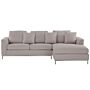 Corner Sofa Beige Fabric Upholstered L-shaped Left Hand Orientation