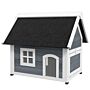 Pawhut Outdoor Cat House, Wooden Feral Cat Shelter Waterproof Hide House With Openable Asphalt Roof And Three Doors, 77 X 57.5 X 68cm, Grey