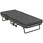 Homcom Folding Bed With Mattress, Foldable Guest Bed On Wheels, Portable Single Bed With 10cm Mattress, Side Pockets, Cover, 190 X 80cm, Dark Grey