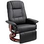 Homcom Manual Recliner Chair Armchair Sofa With Faux Leather Upholstered Wooden Base For, Black