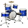 Aiyaplay 11 Piece Kids Drum Kit W/ Stool, Drumsticks, Pedal, Cymbals, For 3-6 Years, Blue