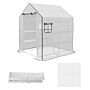 Outsunny Greenhouse Cover Replacement Walk-in Pe Hot House Cover With Roll-up Door And Windows, 140 X 143 X 190cm, White