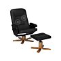 Massage Chair Black Faux Leather Heated Swivel Adjustable Reclining With Stool Beliani