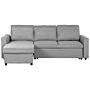 Corner Sofa Bed Grey Fabric Upholstered Right Hand Orientation With Storage Bed