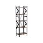 Bookcase Dark Wood Black Metal Steel Frame 5 Tier Open Back Adjustable Feet