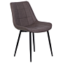 Set Of 2 Dining Chairs Dark Brown Faux Leather Black Steel Legs Modern Upholstered Chairs