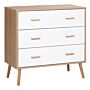 Homcom Chest Of Drawers With 3 Drawers, Bedroom Cabinet, Storage Organizer, White And Natural