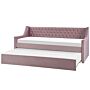 Trundle Bed Frame Pink Eu Velvet Single Size 3ft Slatted Frame Buttoned