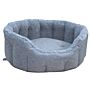 P&l Premium Oval Drop Fronted Bolster Style Heavy Duty Fleece Lined Softee Bed Charcoal/silver Size Large - Internal L76cm X W64cm X H24cm