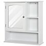 Kleankin Bathroom Cabinet, Wall Mount Storage Organizer With Mirror, Adjustable Shelf For Bathroom, White