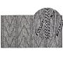 Rug Black With White 80 X 150 Cm Tufted Geometric Pattern