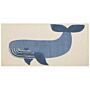 Kids Area Rug Beige And Blue 80 X 150 Cm Cotton Animal Whale Pattern Handwoven Floor Playmat