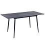 Dining Table Dark Wood Mdf Black Steel Legs 120/160 X 80 Cm Extendable Top Rectangular Modern Design