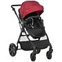 Homcom 2 In 1 Lightweight Pushchair W/ Reversible Seat, Foldable Travel Baby Stroller W/ Fully Reclining From Birth To 3 Years, 5-point Harness Red