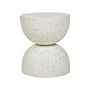 Accent Side Table White With Terrazzo Effect Mgo Fiberglass Round Top Hourglass Shape Uv Stain Rust Water Wind Resistant Modern Outdoor Living Room Beliani