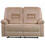 Recliner Sofa 2 Seater Beige Velvet Electric Adjustable Back And Footrest With Led Light