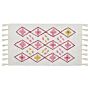 Area Rug Multicolour Cotton 80 X 150 Cm Rectangular With Tassels Geometric Pattern Boho Oriental Style