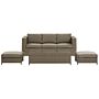 Outdoor Sofa Set Brown Faux Rattan 3 Seater Sofa With Table And 2 Ottomans With Cushions