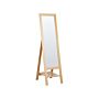 Standing Mirror Light Wood Frame 40 X 145 Cm With Shelf Modern Design Framed Full Length