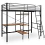 Vidaxl Bunk Bed With Table Frame Grey Metal 90x200 Cm