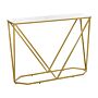 Console Table White Marble Effect With Gold Mdf Powder-coated Iron 100 X 30 Cm Rectangular