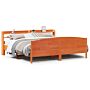 Vidaxl Bed Frame With Headboard Wax Brown 180x200 Cm Super King Solid Wood Pine