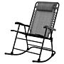 Outsunny Folding Rocking Chair Outdoor Portable Zero Gravity Chair W/ Headrest Grey