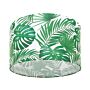 Pendant Lamp White And Green Fabric Drum Shade Leaf Pattern Ceiling 1-light