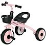 Aiyaplay Kids Trike, Tricycle, With Adjustable Seat, Basket, Bell, For Ages 2-5 Years - Pink