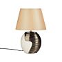 Table Lamp Gold Ceramic Base Fabric Drum Shade Bedside Table Lamp