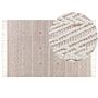 Area Rug Beige And Brown Wool 160 X 230 Cm Geometric Pattern With Tassels Hand Woven