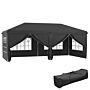 Outsunny 3 X 6 M Pop Up Gazebo With Sides And Windows, Height Adjustable Party Tent With Storage Bag, Event, Black