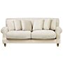 Sofa With 6 Pillows Off-white Velvet Upholstery Light Wood Legs 3 Seater