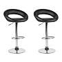 Set Of 2 Bar Stools Black Faux Leather Upholstery Footstool Swivel Gas Lift Adjustable Height