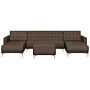 U-shaped Modular Sofa Brown Fabric Sleeping Function With Ottoman Tufted Beliani