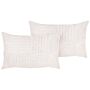 Set Of 2 Decorative Pillows Off-white Corduroy 47 X 27 Cm Striped Pattern Modern Design Throw Cushions