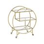 Kitchen Trolley Gold Metal Glass 50 X 34 Cm Glamour Wheels Open Storage Three Shelves