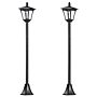 Outsunny 2 Pieces Outdoor Garden Solar Post Lamp Sensor Dimmable Led Lantern Bollard Pathway 1.6m Tall – Black