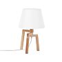 Table Lamp White Cotton Lampshade Light Wood 3 Legs