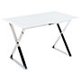 Dining Table White And Silver Tempered Glass And Metal Legs Glossy Finish 120 X 70 Cm Rectangular