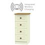 Warwick Wireless Charging 4 Drawer Bedside Cabinet In Cream Ash & Modern Oak